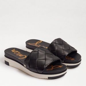 SAM Edelman NWOB Women's Platform Adaley Black Woven Slide Sandals Size 7.5M